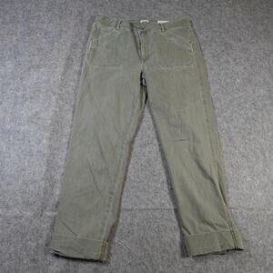 J. Jill Jeans Womens 12 High Rise Straight Leg Denim Cuffed Army Green Military